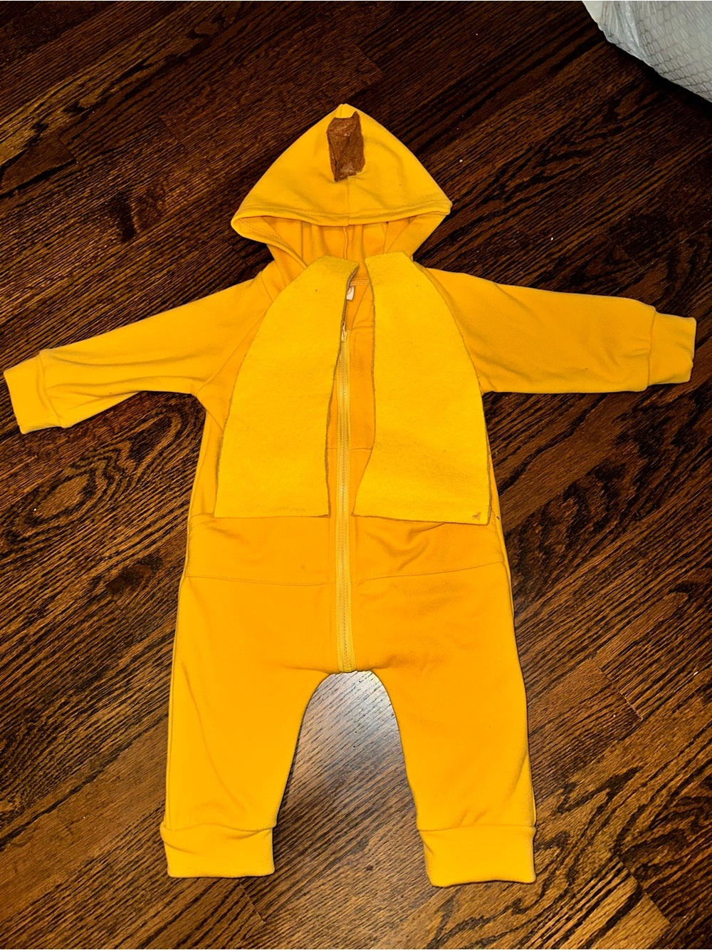 Yellow Hooded Baby Banana peel Onesie